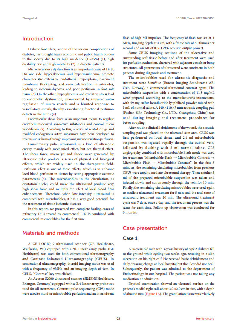 Case report-Successful treatment of human diabetic foot ulcer using low-intensity diagnostic ultrasound combined with microbubbles-Two cases.pdf 第2页
