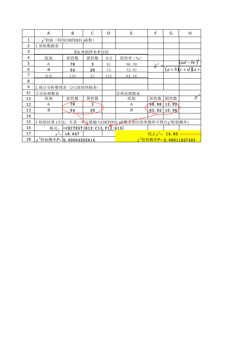 四格表卡方检验模板.xls 第1页