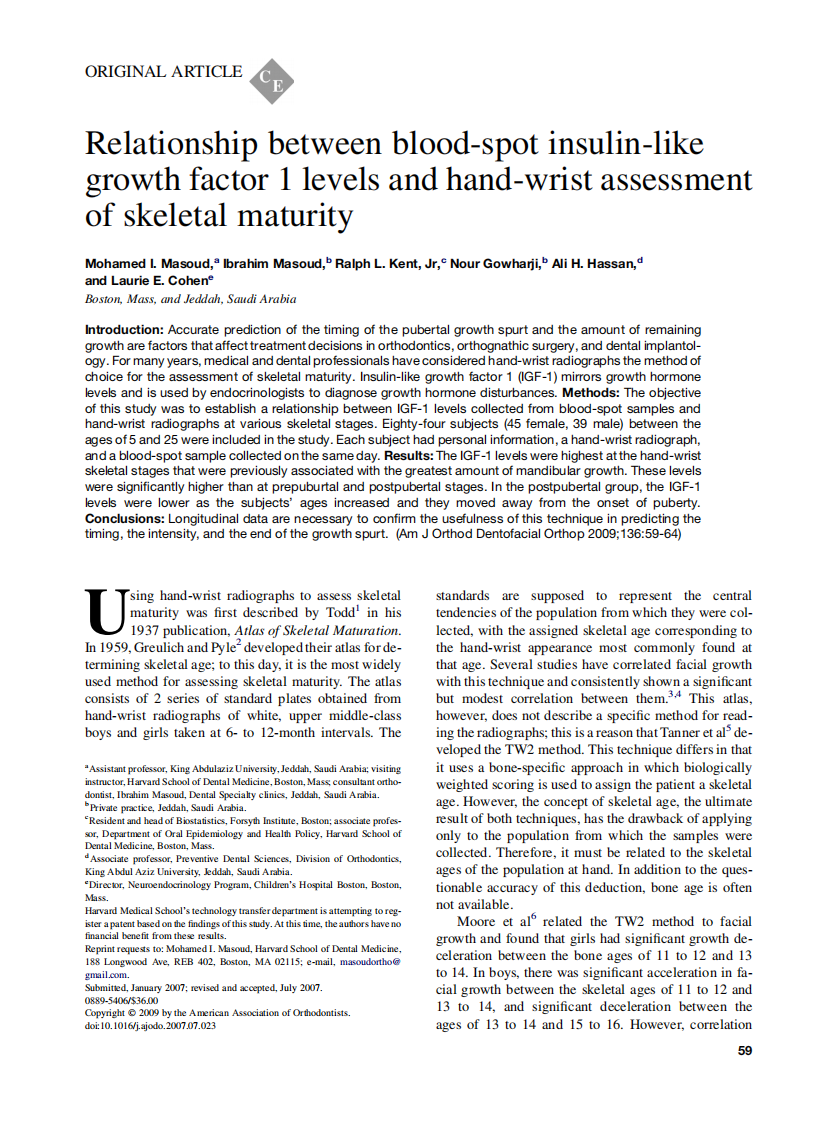 Masoud_Relationship-between-blood-spot-insulin-like-growth-factor-1-levels-and-hand-wrist-assessment-of-skeletal-maturity_2009.pdf 第1页
