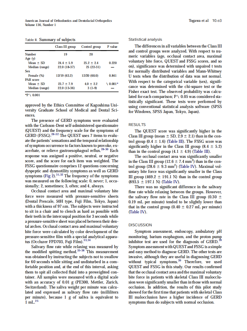 Togawa_Gastroesophageal-reflux-symptoms-in-adults-with-skeletal-Class-III-malocclusion-examined-by-questionnaires_2009.pdf 第3页