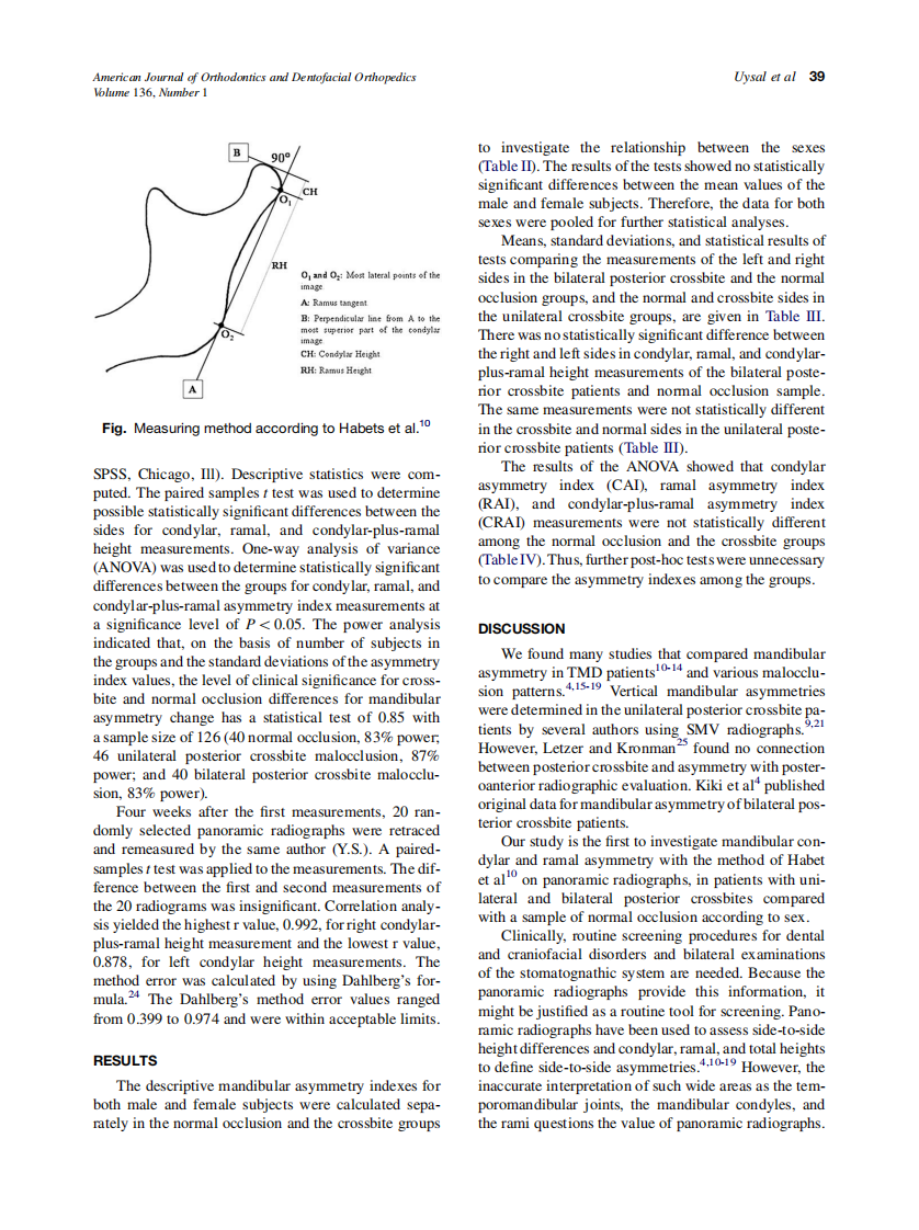 Uysal_Condylar-and-ramal-vertical-asymmetry-in-unilateral-and-bilateral-posterior-crossbite-patients-and-a-normal-occlusion-sample_2009.pdf 第3页