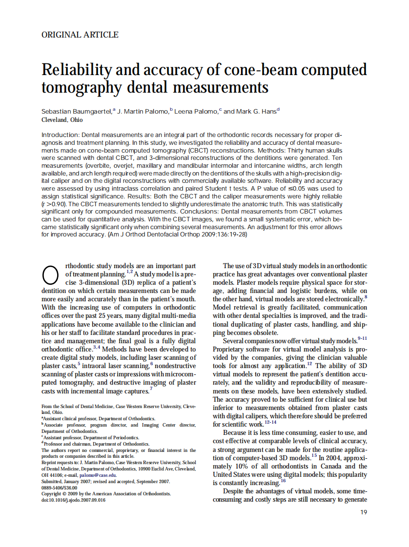 Baumgaertel_Reliability-and-accuracy-of-cone-beam-computed-tomography-dental-measurements_2009.pdf 第1页
