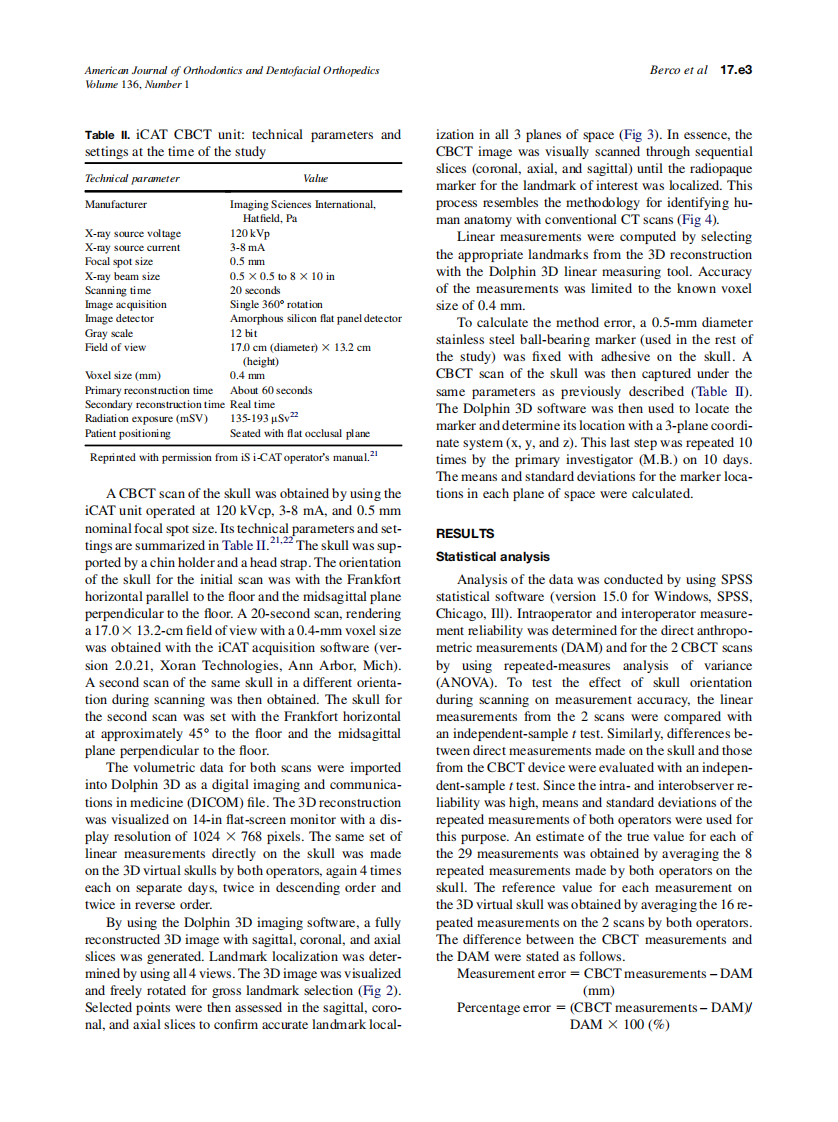 Berco_Accuracy-and-reliability-of-linear-cephalometric-measurements-from-cone-beam-computed-tomography-scans-of-a-dry-human-skull_2009.pdf 第3页
