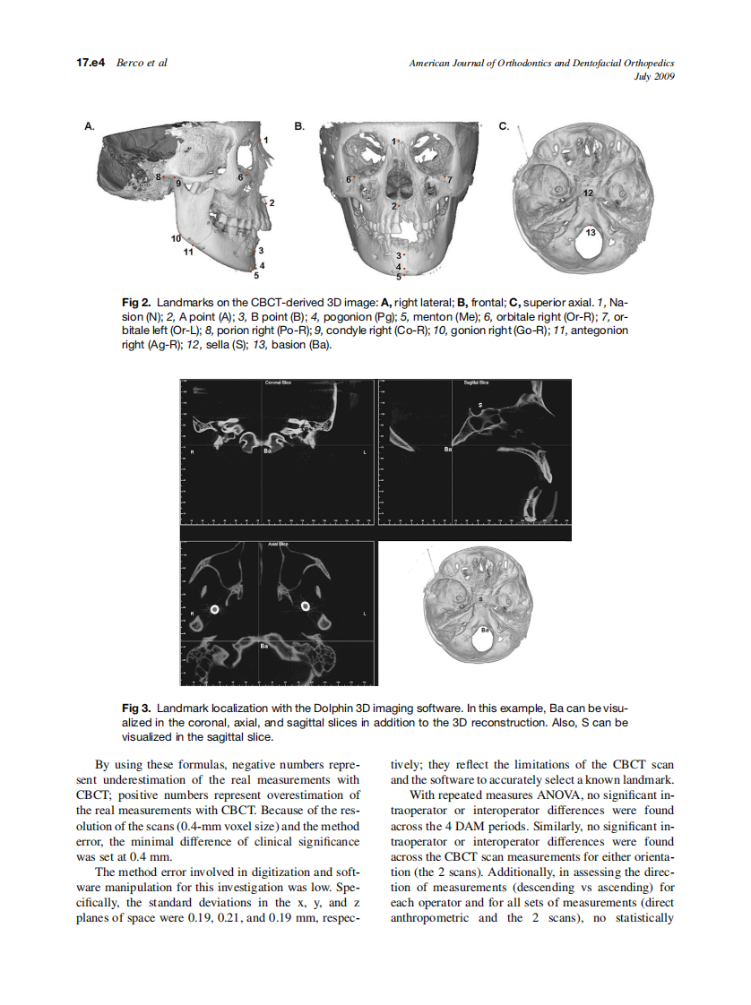Berco_Accuracy-and-reliability-of-linear-cephalometric-measurements-from-cone-beam-computed-tomography-scans-of-a-dry-human-skull_2009.pdf 第4页