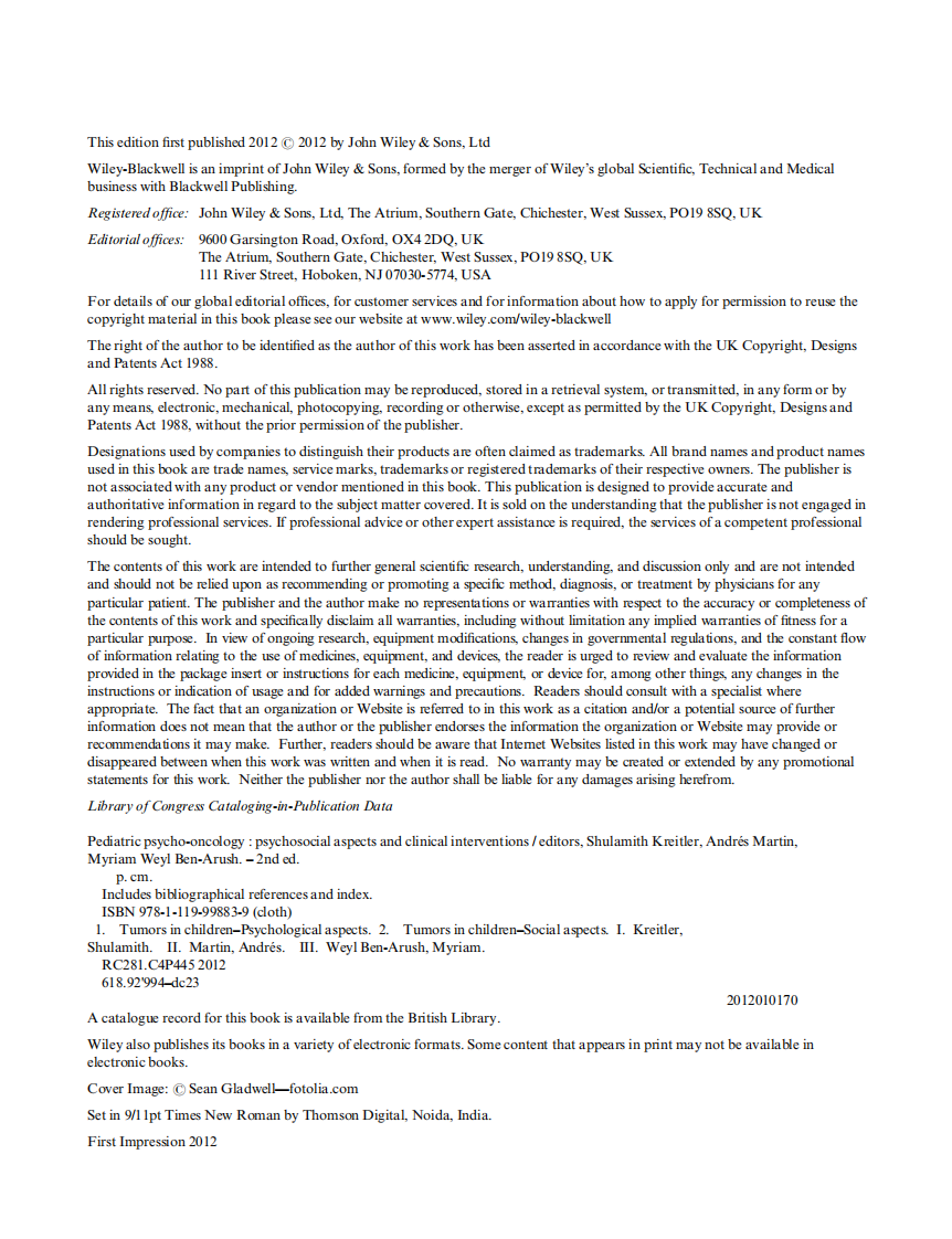 儿童癌症患者的心理分析：心理方面和临床干预（2012高清英文版）Pediatric Psycho-oncology.pdf 第3页