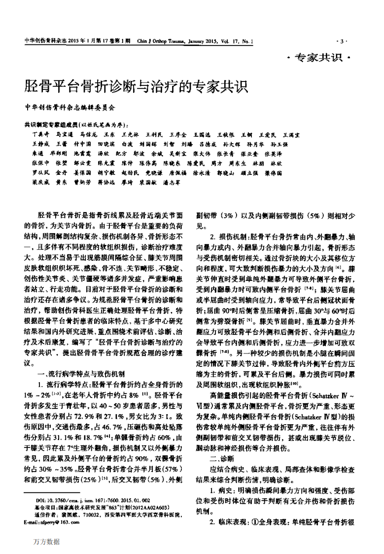 胫骨平台骨折诊断与治疗的专家共识.pdf 第1页