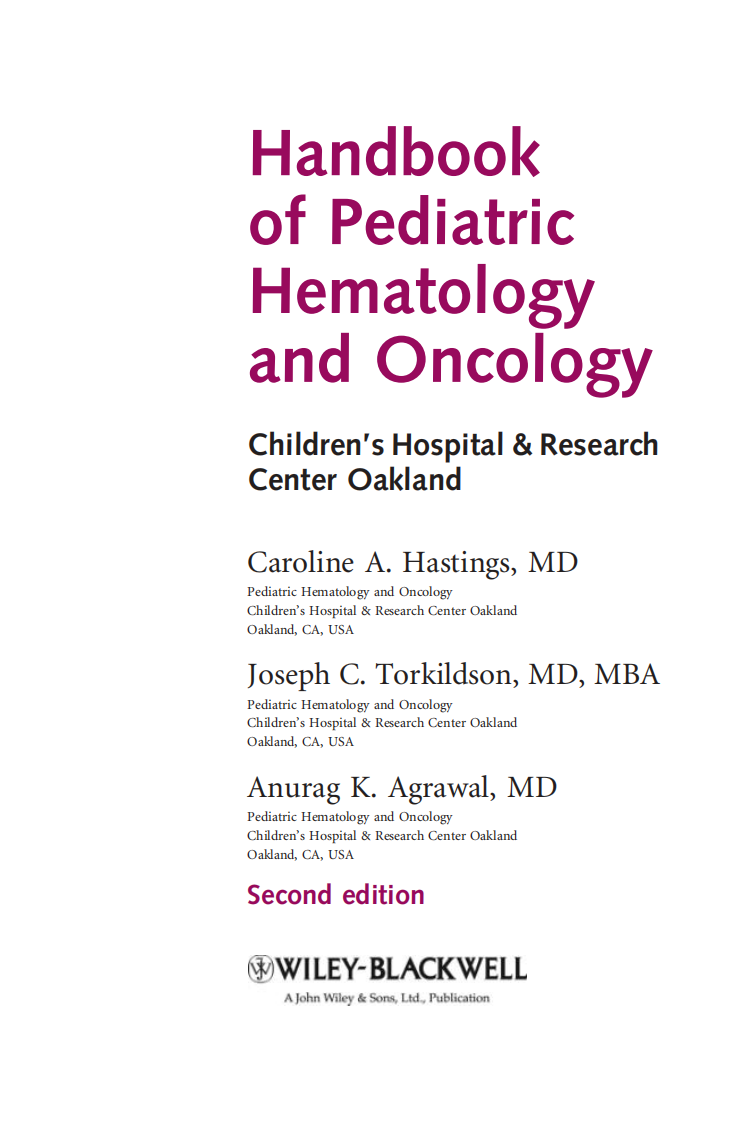 血液学与肿瘤学手册（2012高清英文版）Handbook of Pediatric Hematology and Oncology.pdf 第2页