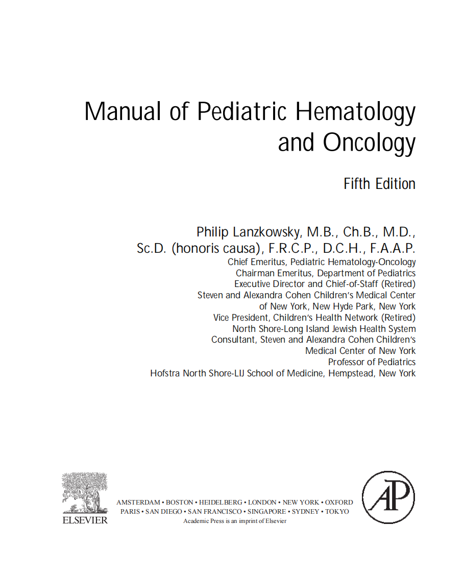 儿科血液学与肿瘤学手册Manual of Pediatric Hematology and Oncology(5th,2011)2-1.PDF 第3页